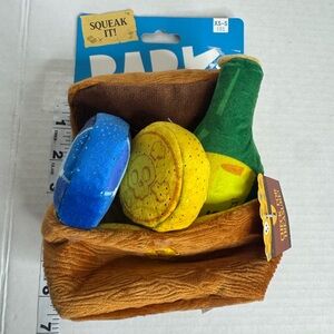 Squeak It Plush Toy Set with Bottle and Treats